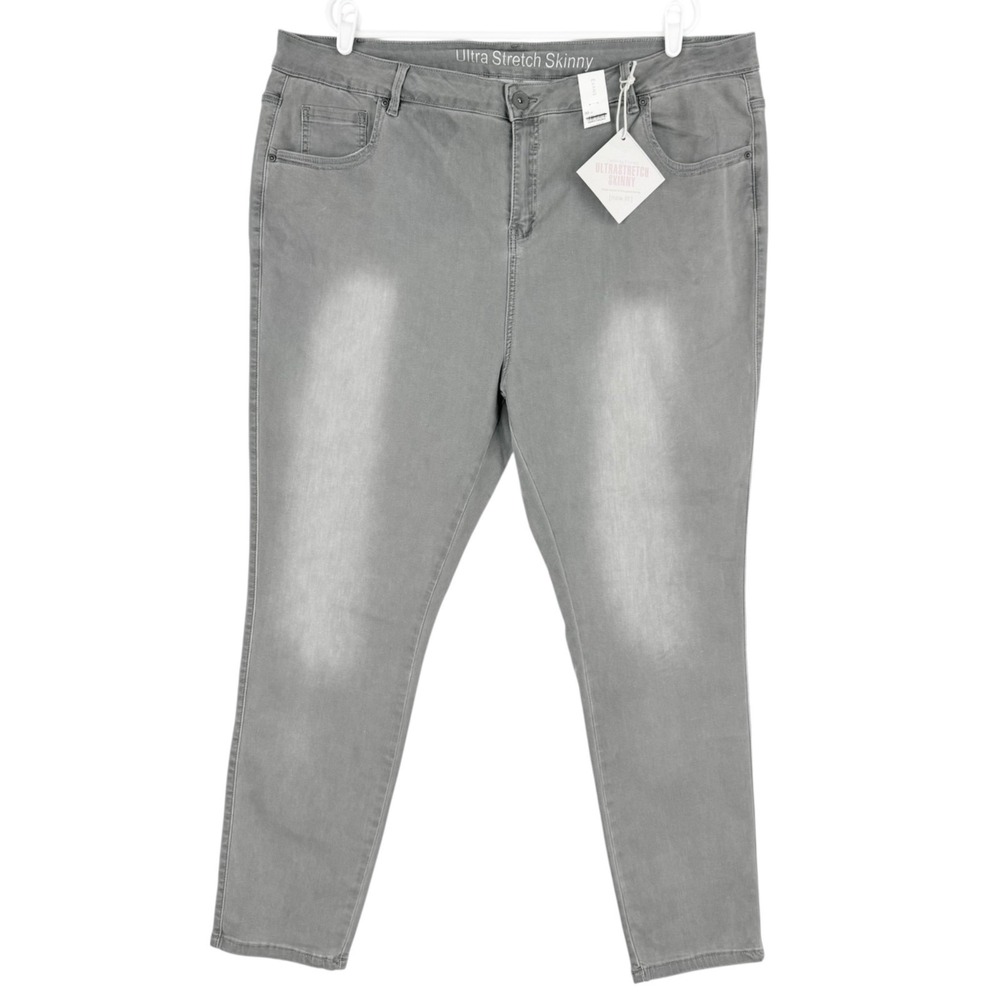 Denim by Evans Womens Ultra stretch High Rise Skinny Grey Jeans Plus Size 26 NWT